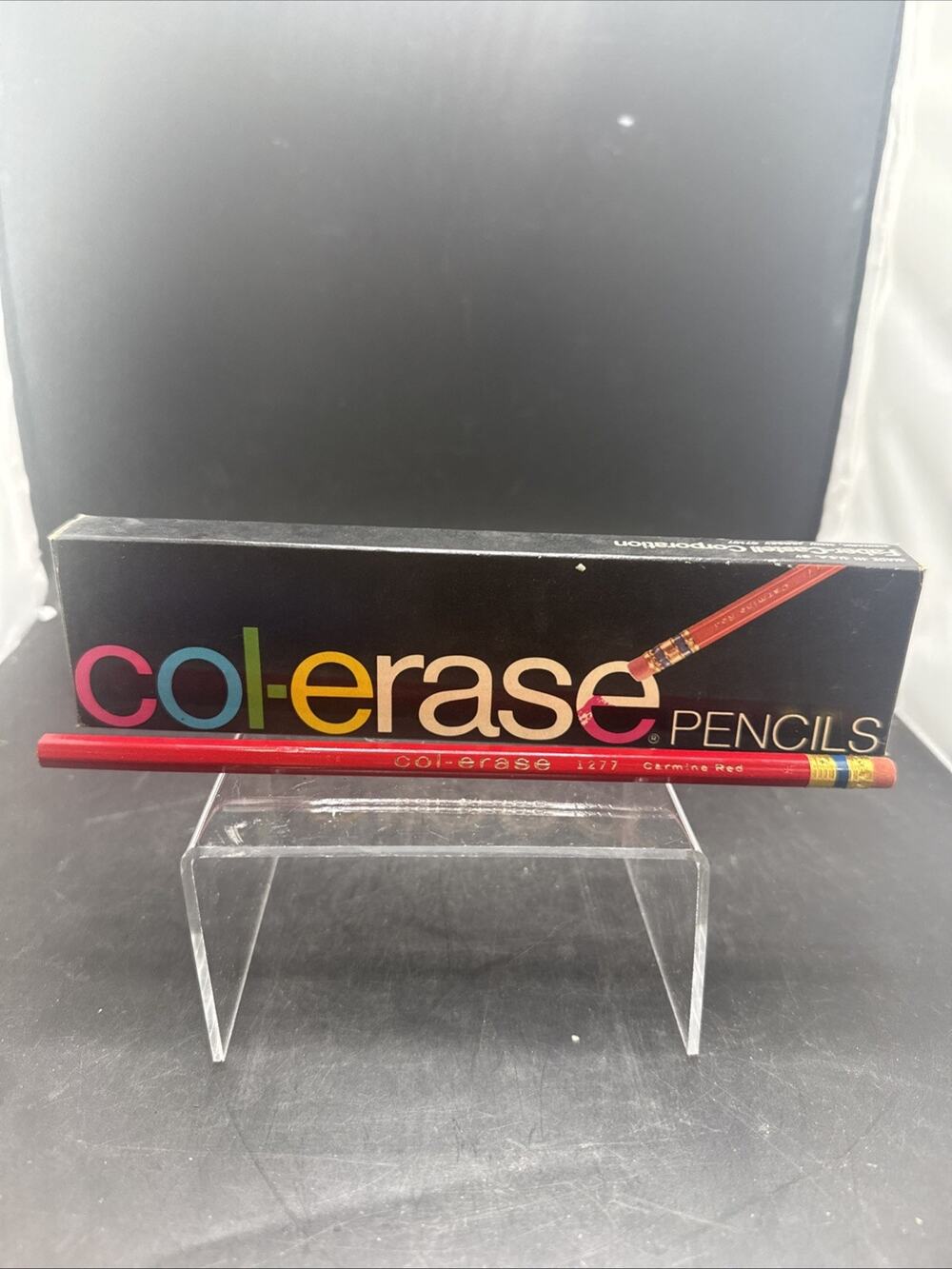 NOS Vintage Faber-Castell Col-Erase 1277 Carmine Box of 12 Colored Pencils